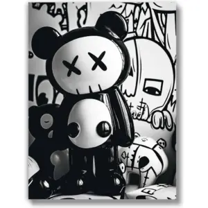 ALAYRA (UNFRAMED 12 x 16) Black and White Graffiti Bear Street Wear Hip Hop Art Sneaker Poster Sneakerhead Posters Teen Boy Room Girl Room Wall Art Prints Bedroom, Dorm - 01