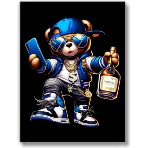 ALAYRA (UNFRAMED 12 x 16) Sneaker Poster Sneakerhead Posters Air Jordans Urban Teen Boy Room Girl Room Wall Art Prints Bedroom, Dorm, Desk - Hip Hop Blue Bear 01
