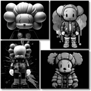 ALAYRA (UNFRAMED 8 x 10 Set of 4) Michael Jordan Shoes Sneaker Poster Sneakerhead Posters Air Jordans Teen Boy Room Girl Room Wall Art Prints Bedroom, Dorm, Desk - Black and White Kaws 01