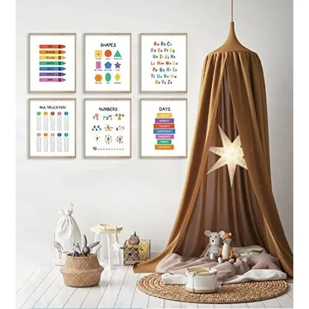 ALAYRA Set of 6 Education Learning Posters, Alphabet Poster, Poster For Toddlers Wall, Play Room Decorations For Kids, Educational Posters For Toddlers, Playroom Decor (8"x10", UNFRAMED) 01 - Image 4