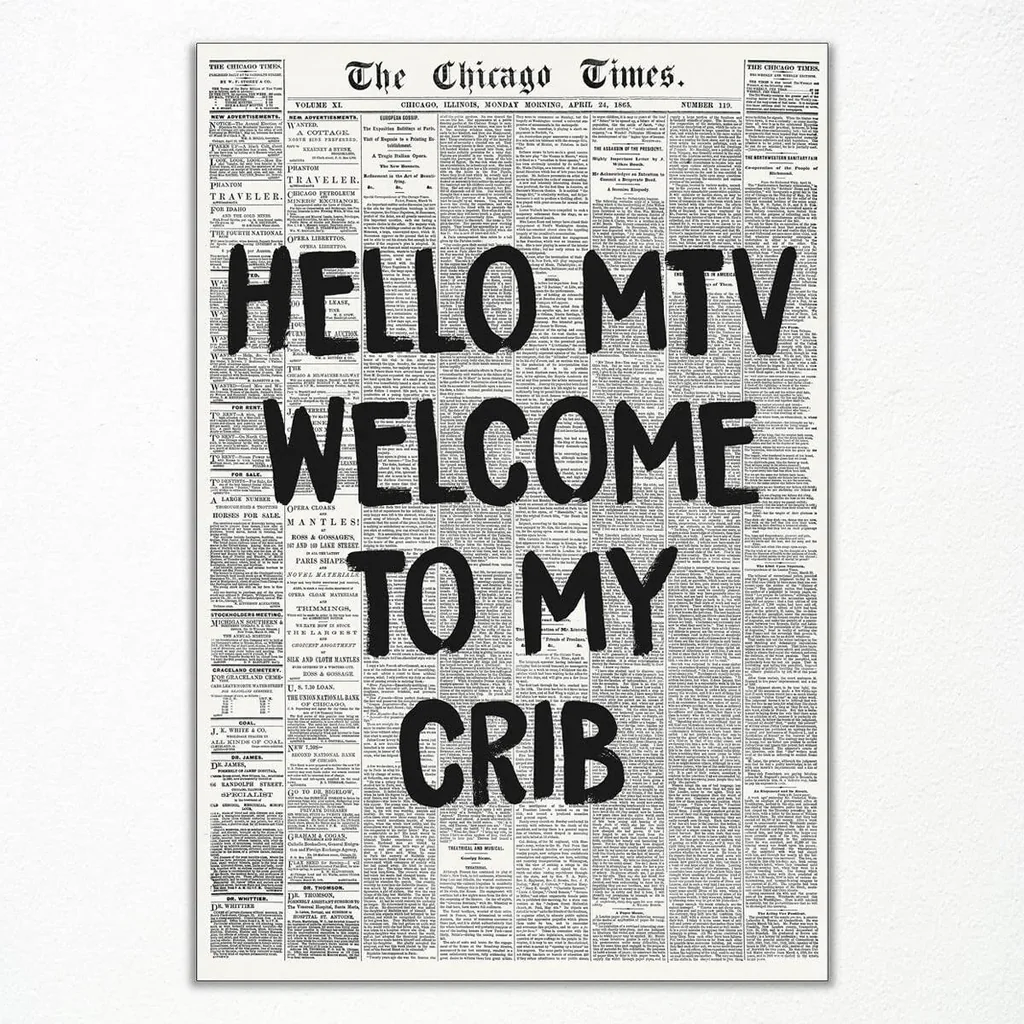 ALAYRA Welcome To My Crib Newspaper Canvas Wall Art, Vintage Black and White News Poster, Trendy 70's Room Aesthetic Poster for Wall, Typography Print Art for Bedroom 16x24in Unframed 01