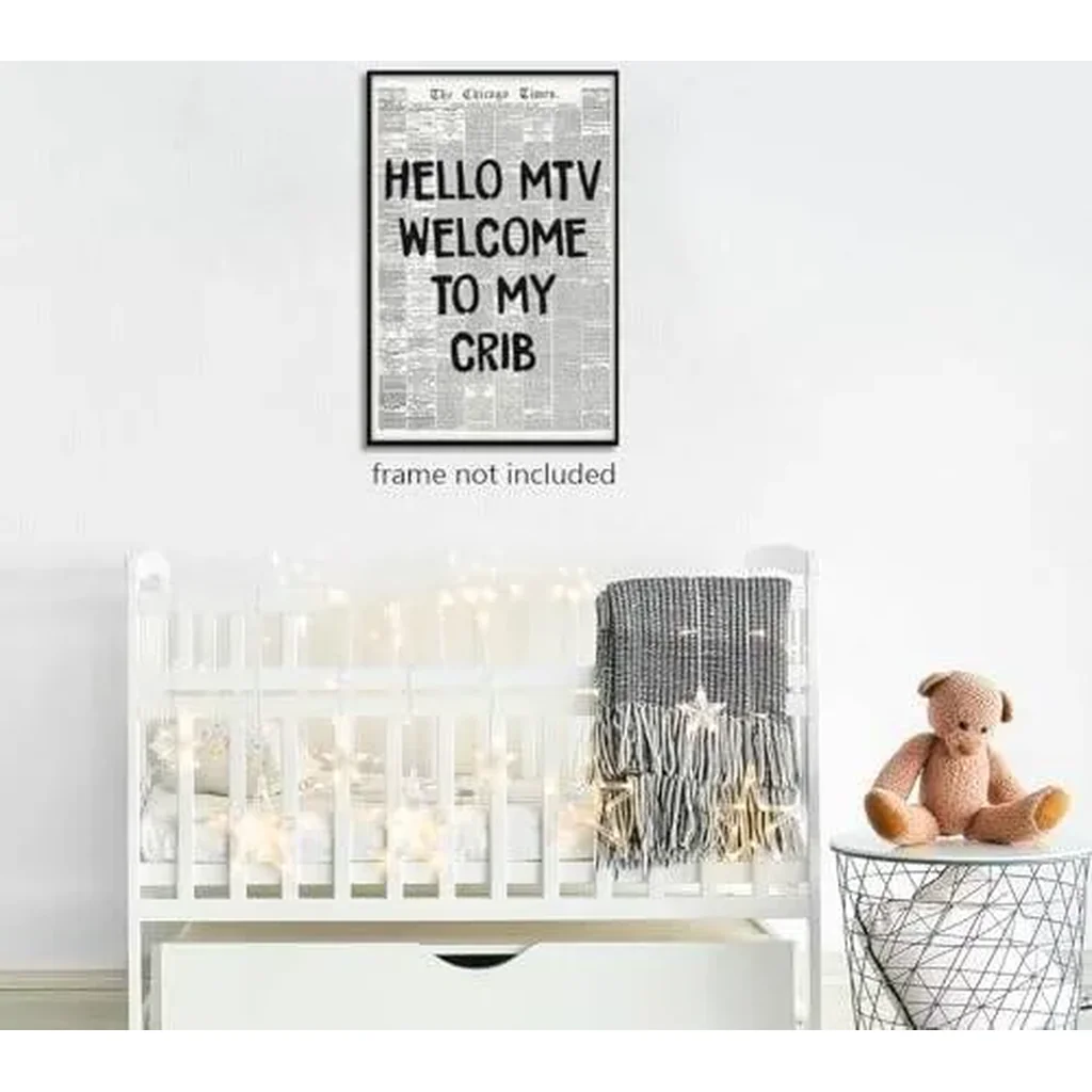 ALAYRA Welcome To My Crib Newspaper Canvas Wall Art, Vintage Black and White News Poster, Trendy 70's Room Aesthetic Poster for Wall, Typography Print Art for Bedroom 16x24in Unframed 01 - Image 2