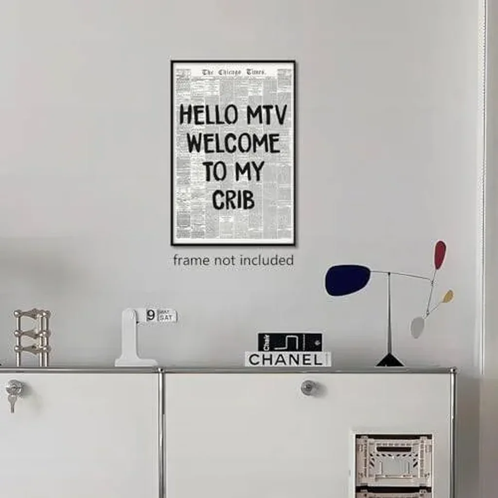 ALAYRA Welcome To My Crib Newspaper Canvas Wall Art, Vintage Black and White News Poster, Trendy 70's Room Aesthetic Poster for Wall, Typography Print Art for Bedroom 16x24in Unframed 01 - Image 3