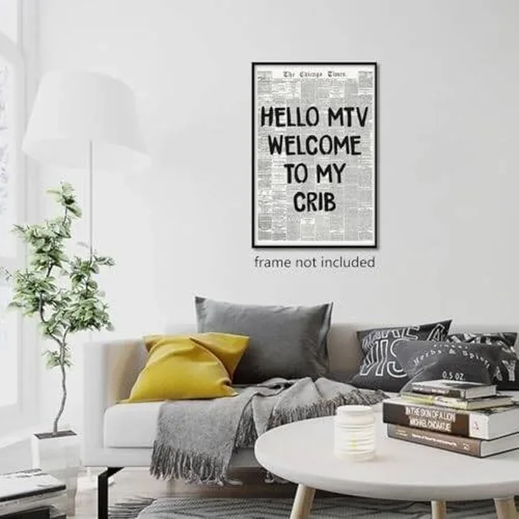 ALAYRA Welcome To My Crib Newspaper Canvas Wall Art, Vintage Black and White News Poster, Trendy 70's Room Aesthetic Poster for Wall, Typography Print Art for Bedroom 16x24in Unframed 01 - Image 4