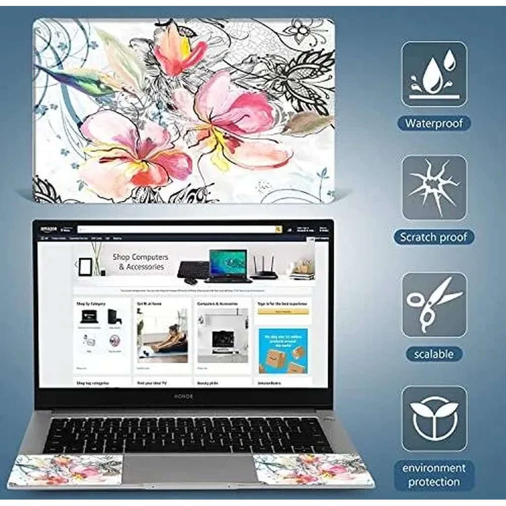 ALAYRA 12.1 13 13.3 14 15 15.4 15.6 Inches Laptop Skin Sticker Universal Personalized Netbook Skin Sticker Reusable Notebook PC Art Protector , Gorgeous Flowers 01 - Image 3