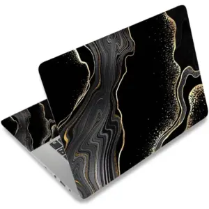 ALAYRA 12.1 13 13.3 14 15 15.4 15.6 inches Laptop Sticker Skin Decal Cover, Personalized Laptop Netbook Skin Sticker Universal Reusable Art Notebook Protector Vinyl Skin Decal, Black Golden Marble 01