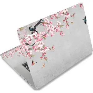 ALAYRA 12.1 13 13.3 14 15.4 15.6 Inches Laptop Skin Sticker Decal Universal Netbook Skin Sticker Reusable Notebook Art Decal Protector Cover Decal by (Birds Butterfly & Pink Flowers) 01