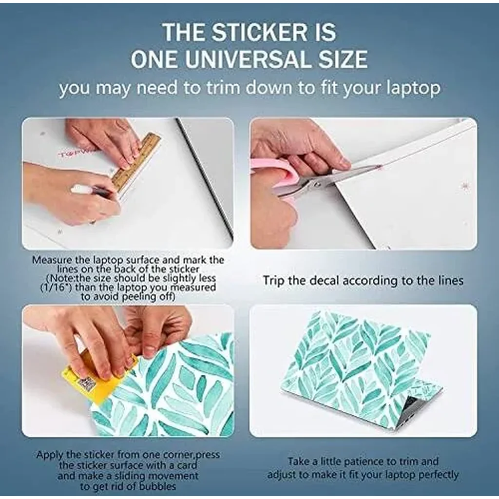 ALAYRA 15 15.4 15.6 Inches Laptop Skin Sticker Decal Universal 12.1 13 13.3 14 Inches Netbook Skin Sticker Personalized Reusable Notebook PC Art Decal Protector (Leaves) 01 - Image 6