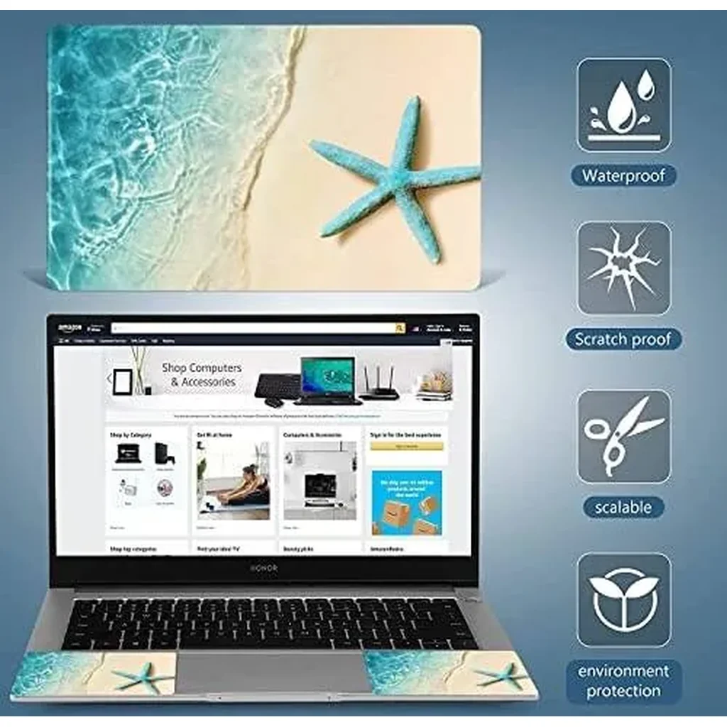 ALAYRA 15 15.4 15.6 Inches Laptop Skin Sticker Netbook Skin Sticker Reusable Notebook Art Protector Cover (Starfish) 01 - Image 3