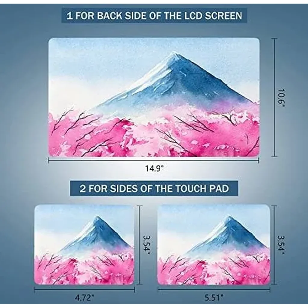 ALAYRA 15 15.4 15.6 Inches Laptop Skin Sticker Personalized Universal 12.1 13 13.3 14 Inches Netbook Skin Sticker Reusable Notebook PC Art Protector (Fujiyama & Cherry Blossoms) 01 - Image 2