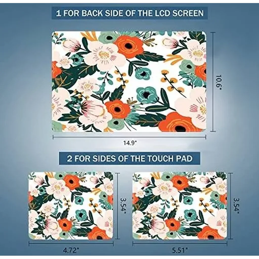 ALAYRA 15 15.4 15.6 Inches Personalized Laptop Skin Sticker Reusable Netbook Skin Sticker Universal 12.1 13 13.3 14 InchesNotebook PC Art Protector Cover (Flowers) 01 - Image 2