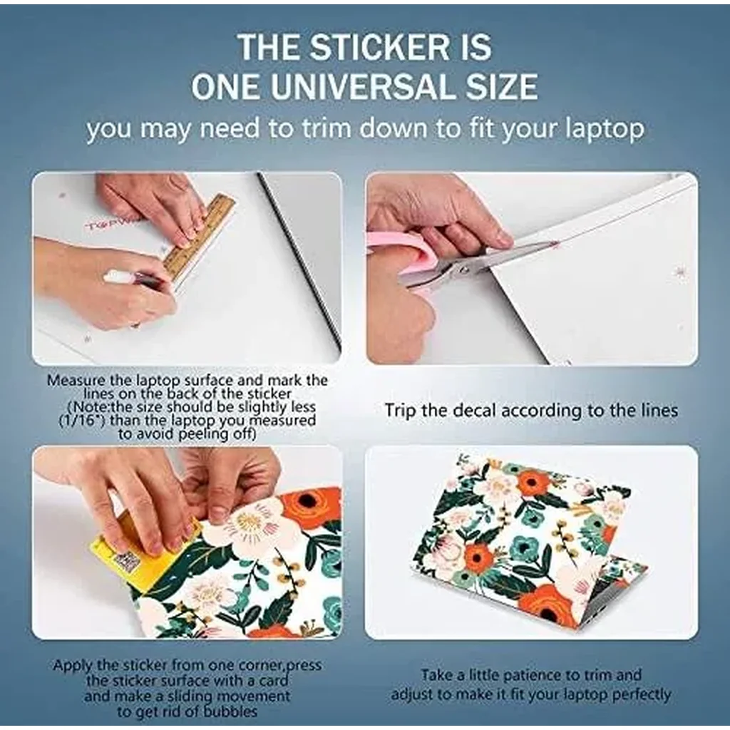ALAYRA 15 15.4 15.6 Inches Personalized Laptop Skin Sticker Reusable Netbook Skin Sticker Universal 12.1 13 13.3 14 InchesNotebook PC Art Protector Cover (Flowers) 01 - Image 4