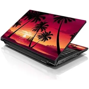 ALAYRA 15 15.6 Inches Laptop Notebook Skin Sticker with 2 Wrist Pads - Reusable Cover Protector Vinyl Sticker Cover Decal Fits 13" - 16" HP Asus Acer - Hawaiian Paradise Palm Tree 01