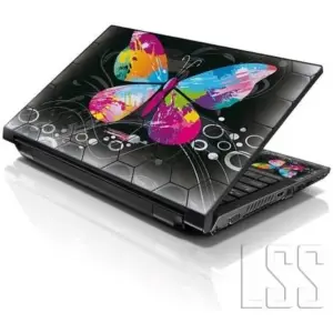 ALAYRA 15 15.6 Inches Laptop Notebook Skin Sticker with 2 Wrist Pads - Reusable Cover Protector Vinyl Sticker Cover Decal Fits 13" - 16" HP Asus Acer - Multi Colored Butterfly Pattern 01