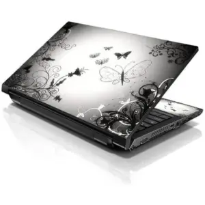 ALAYRA 15 15.6 Inches Laptop Notebook Skin Sticker with 2 Wrist Pads - Reusable Cover Protector Vinyl Sticker Cover Decal Fits 13" - 16" HP Asus Acer Samsung - Butterfly Contrast Fade 01
