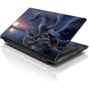 ALAYRA 15 15.6 Inches Laptop Notebook Skin Sticker with 2 Wrist Pads - Reusable Cover Protector Vinyl Sticker Cover Decal Fits 13" - 16" HP Asus Acer Samsung - Night Dragon Pattern 01