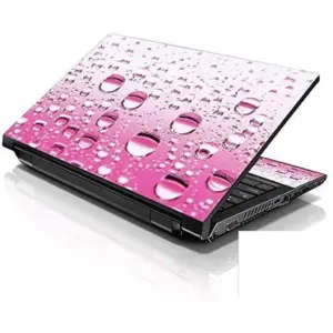 ALAYRA 15 15.6 Inches Laptop Notebook Skin Sticker with 2 Wrist Pads - Reusable Cover Protector Vinyl Sticker Cover Decal Fits 13" - 16" HP Asus Acer Samsung - Pink Water Drops Pattern 01
