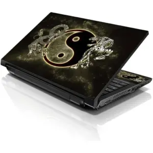 ALAYRA 17 17.3 Inches Laptop Notebook Skin Sticker with 2 Wrist Pads - Reusable Cover Protector Vinyl Sticker Cover Decal Fits 17" - 19" HP Asus Acer - Ying Yang Dragon Tiger Pattern 01