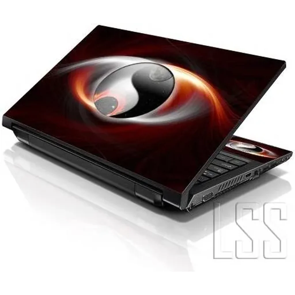 ALAYRA 17 17.3 Inches Laptop Notebook Skin Sticker with 2 Wrist Pads - Reusable Cover Protector Vinyl Sticker Cover Decal Fits 17" - 19" HP Asus Acer - Ying Yang Earth and Moon Pattern 01
