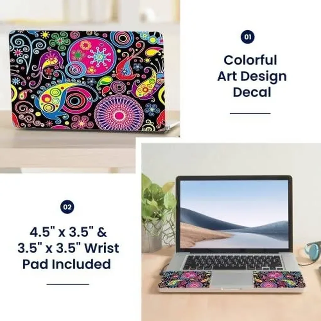 ALAYRA 17 17.3 Inches Laptop Notebook Skin Sticker with 2 Wrist Pads - Reusable Cover Protector Vinyl Sticker Cover Decal Fits 17" - 19" HP Asus Acer Samsung - Art Design Pattern 01 - Image 2