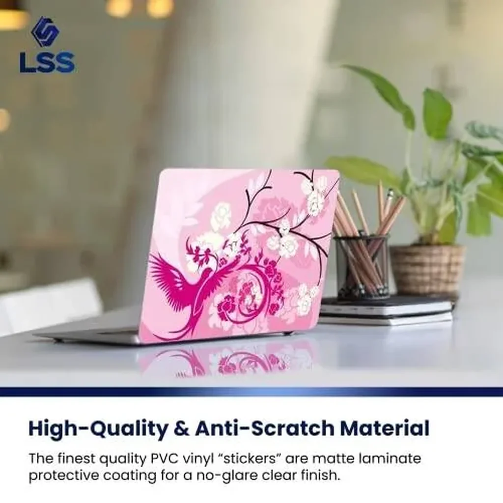 ALAYRA 17 17.3 Inches Laptop Notebook Skin Sticker with 2 Wrist Pads - Reusable Cover Protector Vinyl Sticker Cover Decal Fits 17" - 19" HP Asus Acer Samsung - Pink Birds Floral Pattern 01 - Image 3