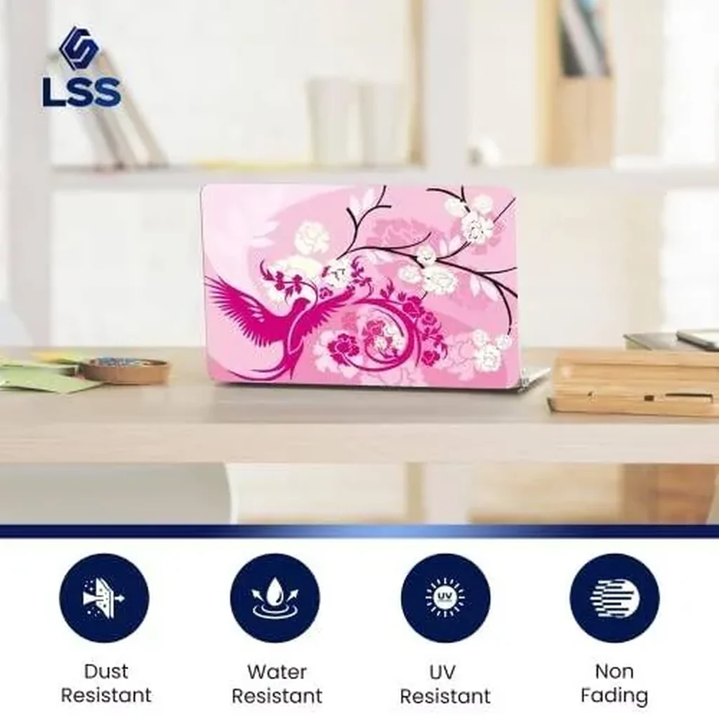 ALAYRA 17 17.3 Inches Laptop Notebook Skin Sticker with 2 Wrist Pads - Reusable Cover Protector Vinyl Sticker Cover Decal Fits 17" - 19" HP Asus Acer Samsung - Pink Birds Floral Pattern 01 - Image 6