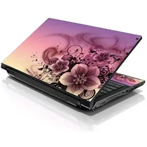 ALAYRA 17 17.3 Inches Laptop Notebook Skin Sticker with 2 Wrist Pads - Reusable Cover Protector Vinyl Sticker Cover Decal Fits 17" - 19" HP Asus Acer Samsung - Pink Flower Pattern 01