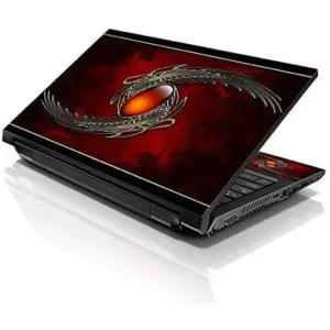 ALAYRA 17 17.3 Inches Laptop Notebook Skin Sticker with 2 Wrist Pads - Reusable Cover Protector Vinyl Sticker Cover Decal Fits 17" - 19" HP Asus Acer Samsung - Red Sign Pattern 01