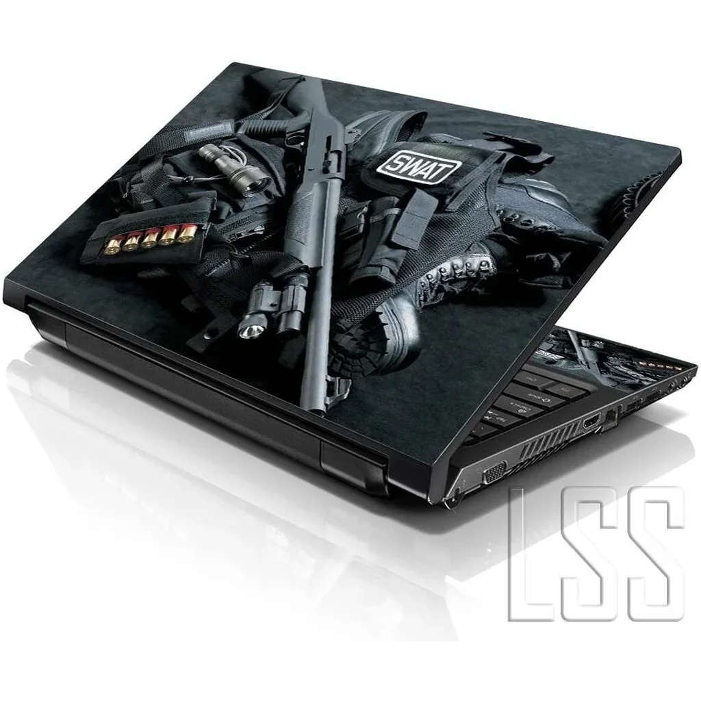 ALAYRA 17 17.3 Inches Laptop Notebook Skin Sticker with 2 Wrist Pads - Reusable Cover Protector Vinyl Sticker Cover Decal Fits 17" - 19" HP Asus Acer Samsung - Swat Weapons Pattern 01 - Image 3