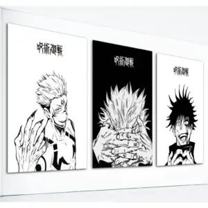 ALAYRA 3 Piece Japanese Poster, Canvas Wall Art, Manga Art Kinji Hakari Print Painting for Room Decor Anime Artwork Fan Gift 12x16in Unframed 01