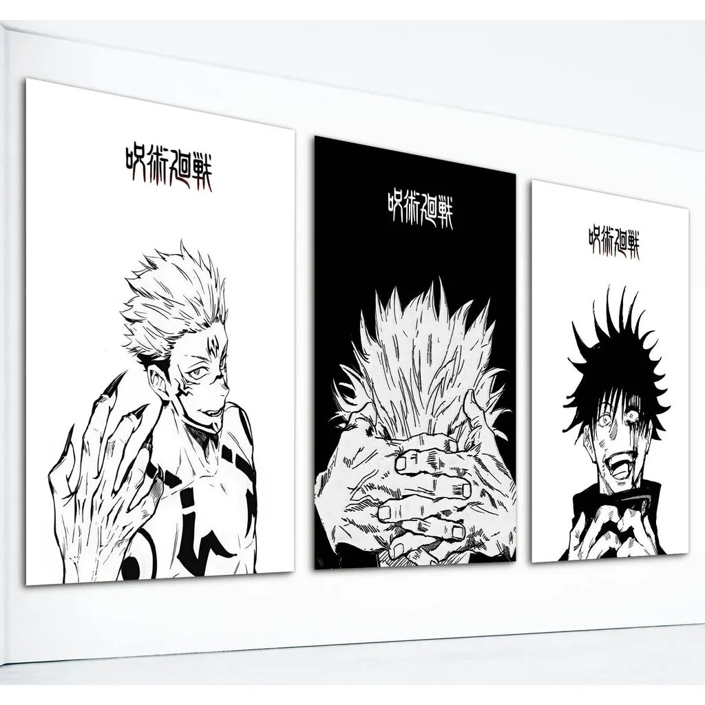 ALAYRA 3 Piece Japanese Poster, Canvas Wall Art, Manga Art Kinji Hakari Print Painting for Room Decor Anime Artwork Fan Gift 12x16in Unframed 01