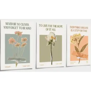 ALAYRA 3 Piece Taylor August Poster, 12x16in Music Song Swiift Lyric Quotes Canvas Wall Art, Vintage You're on Your Own Kid Floral Print, Retro Botanical Flower Pictures for Girls Room Unframed 01