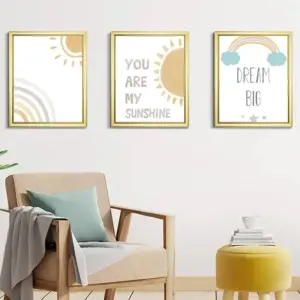 ALAYRA 3 Pieces Boho Rainbow Nursery Decor Canvas Unframed Painting Kids Bathroom Wall Art Prints Baby Shower Decorations for Girls Bedroom (8''x10'') 01