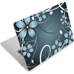 ALAYRA 3D Print Laptop Skin Vinyl Sticker Decal, 12" 13" 13.3" 14" 15" 15.4" 15.6 inch Laptop Skin Sticker Cover Art Decal Protector Fits HP Dell Lenovo Compaq Apple Asus Acer (Blue Flower) 01