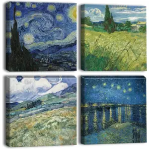 ALAYRA 4 Pieces Wall Art Canvas Prints - View of Green Picture Painting - Modern Wall Artwork Framed for Gifts Bathroom Home Kitchen Office Decor - 30 x 30 CM 01