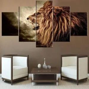 ALAYRA 5 high-definition wall art images poster pictures mural canvas brown animal lion landscape children's room artwork bedroom decoration modular classic home 01