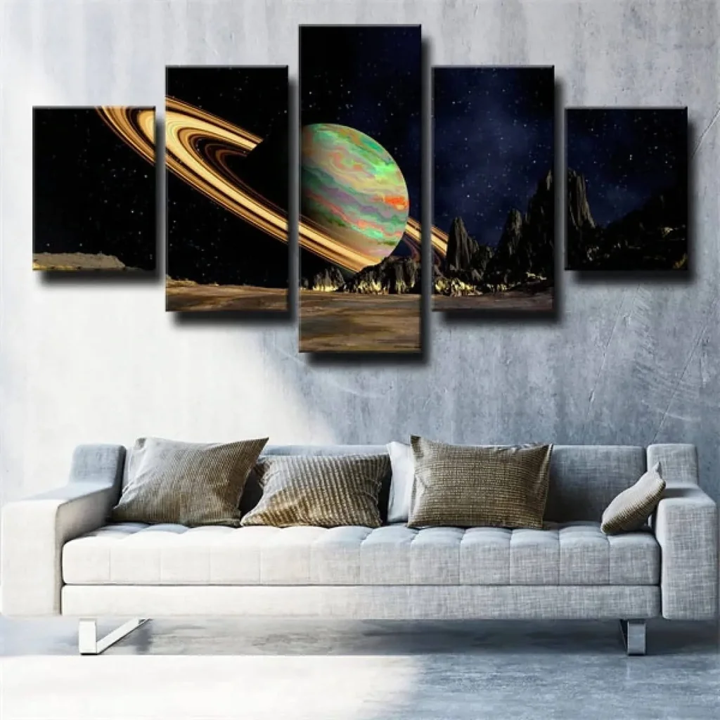ALAYRA 5 Panel Wall Art Picture Space Star Canvas Painting Home Decoration Kitchen Restaurant Wall Art(200x100cm/80x40inch) 01