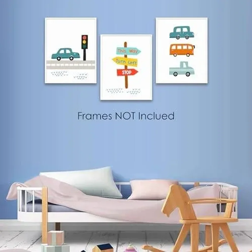 ALAYRA 6 PCS Transportation Wall Art Car Nursery Decor Boys Room Wall Decor, Unframed, Cute Funny Car Vehicle Prints Painting Artwork for Boys Room Bedroom Home Nursery Living Room Playroom, 8x10 inch - Image 2