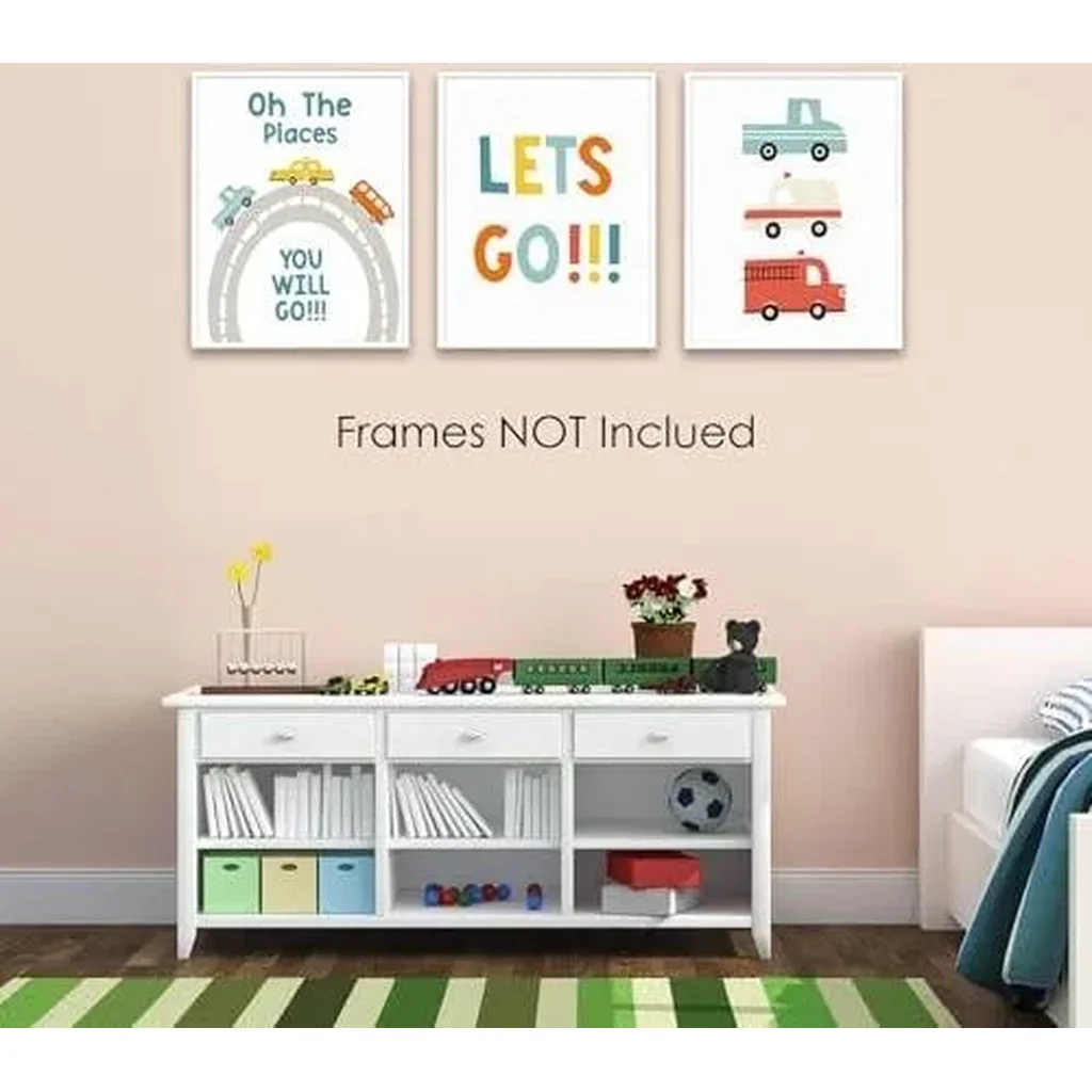 ALAYRA 6 PCS Transportation Wall Art Car Nursery Decor Boys Room Wall Decor, Unframed, Cute Funny Car Vehicle Prints Painting Artwork for Boys Room Bedroom Home Nursery Living Room Playroom, 8x10 inch - Image 3