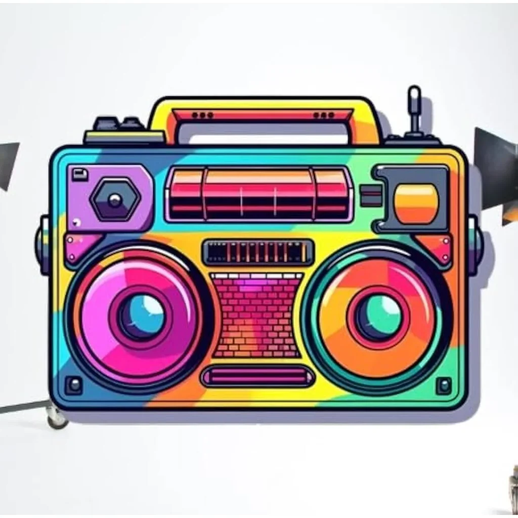 ALAYRA 80s & 90s Funky Vinyl Sticker Waterproof Retro Boombox Radio Cassette Recorder Graffiti Decals for Laptops, Water Bottle, Windows & Wall 01 - Image 5