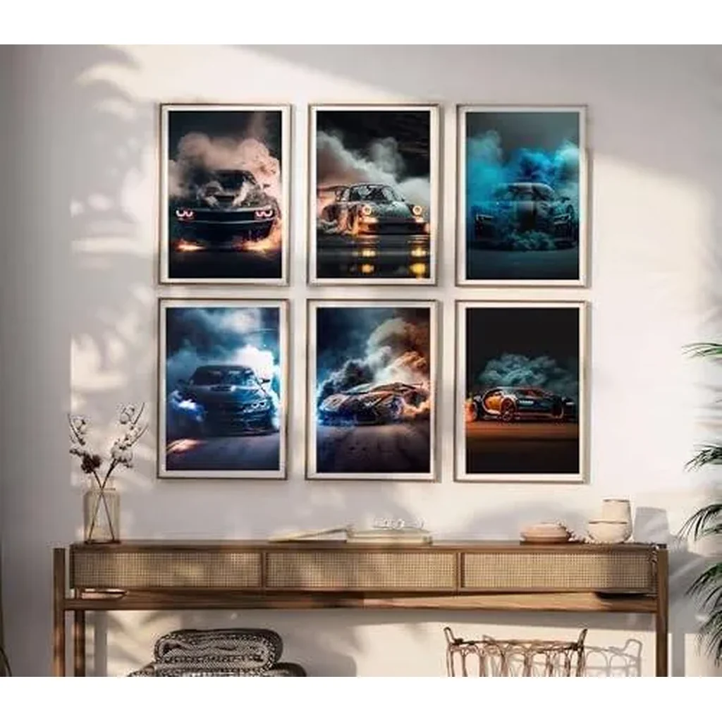 ALAYRA 8Pcs Car Posters Supercar Poster Art Prints For Walls Vintage Racing Car Wall Art For Boys Bedroom (Unframe, 8x12inch) 01 - Image 2