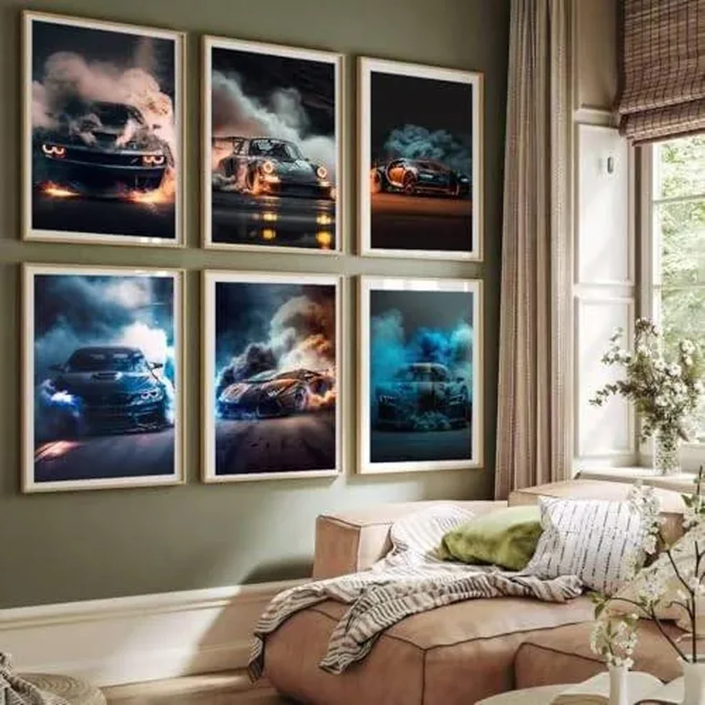 ALAYRA 8Pcs Car Posters Supercar Poster Art Prints For Walls Vintage Racing Car Wall Art For Boys Bedroom (Unframe, 8x12inch) 01 - Image 3