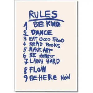 ALAYRA 9 Life Rules Motivational Canvas Wall Art, Retro Trendy Inspirational Posters for Teens, Be Kind Positive Motivation Quotes Wall Decor for Girls Dorm Room Office 12x16in Unframed 01