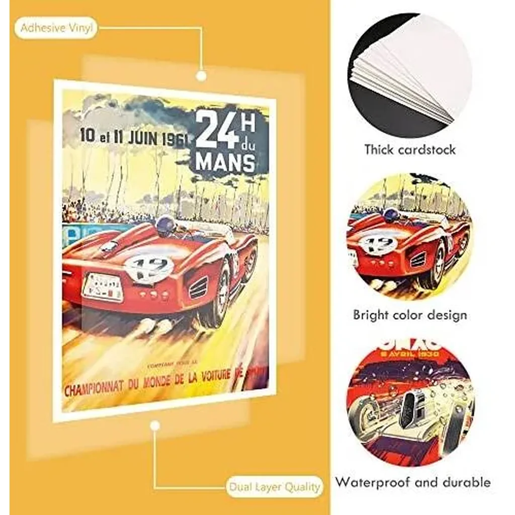 ALAYRA 9 Pcs Vintage Car Racing Grand Prix Posters, Unframed 8x 10 Wall Art Decor for Home Living Room Bedroom Office 01 - Image 5