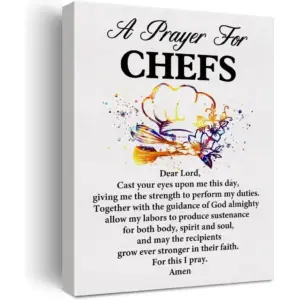 ALAYRA a Chef's Prayer Quote Poster Canvas Wall Art for Office Home Decor - Chefs Gift Culinary Professionals Canvas Print Wall Art Painting Ready to Hang - Easel & Hanging Hook 12x15 Inch 01