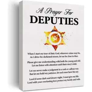 ALAYRA a Deputie's Prayer Quote Poster Canvas Wall Art for Office Home Decor - Deputy Sheriff Inspirational Deputies Canvas Print Wall Art Painting Ready to Hang Gifts - Easel & Hanging Hook 12x15 Inc