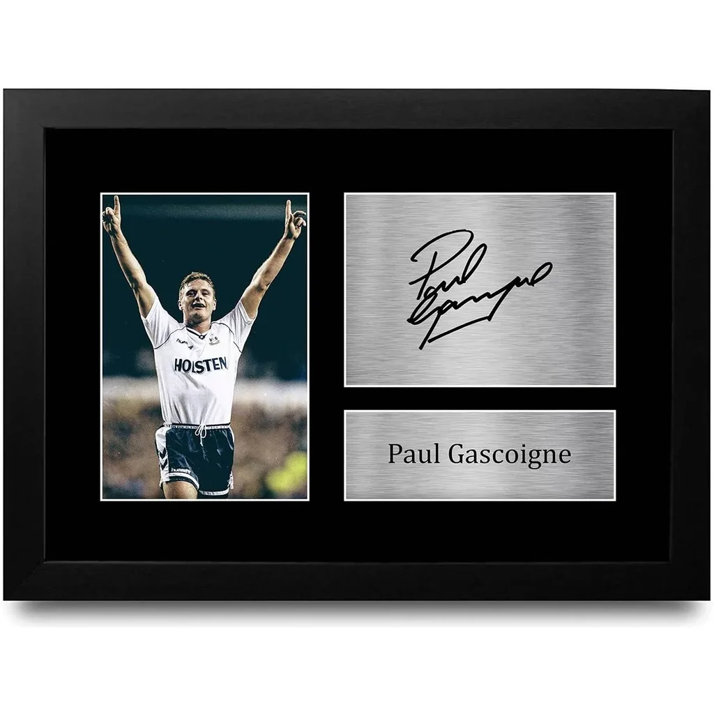 ALAYRA A4 FR Paul Gascoigne Spurs Tottenham Hotspur Gazza Gifts Printed Signed Autograph Picture for Fans and Supporters - A4 Framed 01