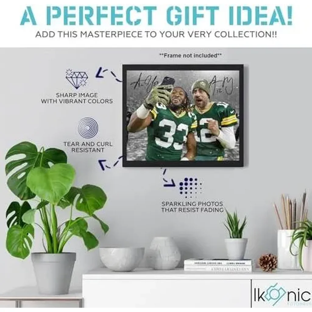 ALAYRA Aaron Rodgers Aaron Jones Signed Photo Autograph Print Wall Art Home Decor 01 - Image 2