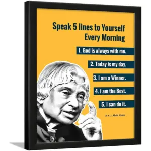 ALAYRA Abdul kalam photo fra for wall - motivational quotes fra - poster with frame - Abdul kalam poster for wall Quotes wall fra - (34 x 27 x 4 cm) (Kalam - Yellow) 01