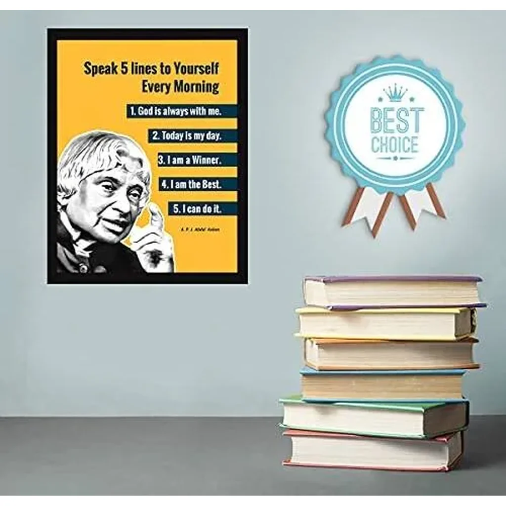 ALAYRA Abdul kalam photo fra for wall - motivational quotes fra - poster with frame - Abdul kalam poster for wall Quotes wall fra - (34 x 27 x 4 cm) (Kalam - Yellow) 01 - Image 5